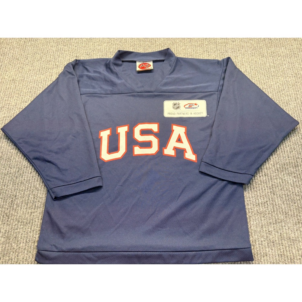K1 Sportswear Kids USA Hockey Jersey Navy Blue V-Neck Youth Medium YM